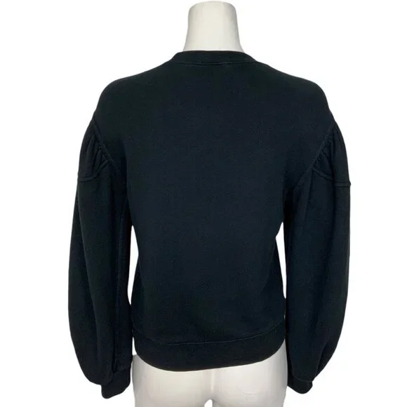 Ulla Johnson Ava Pullover Sweatshirt P US/0 XS Onyx Puff Shoulder